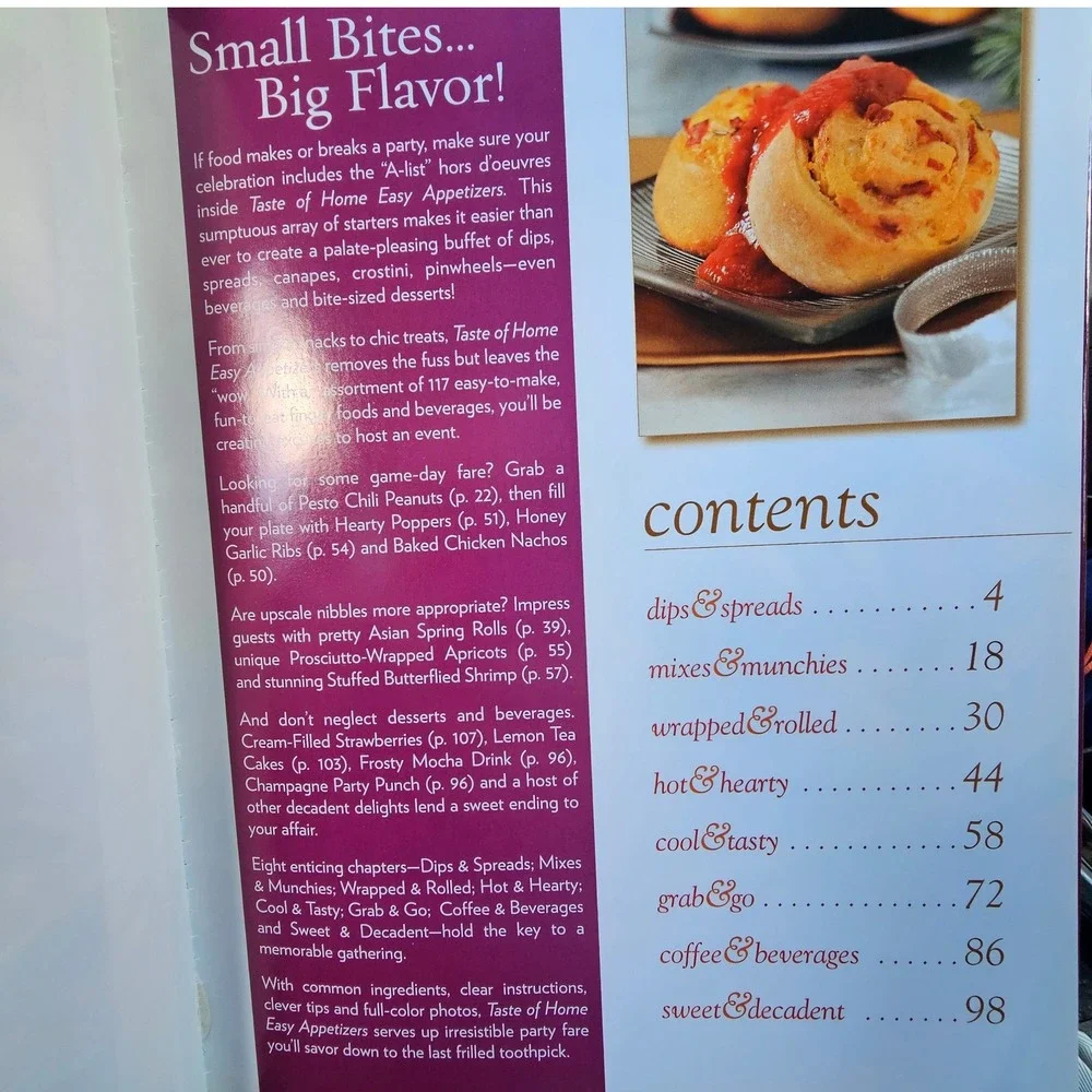 Taste of Home Easy Appetizers 117 Simple Finger Foods Cookbook 2009‎ Hardcover